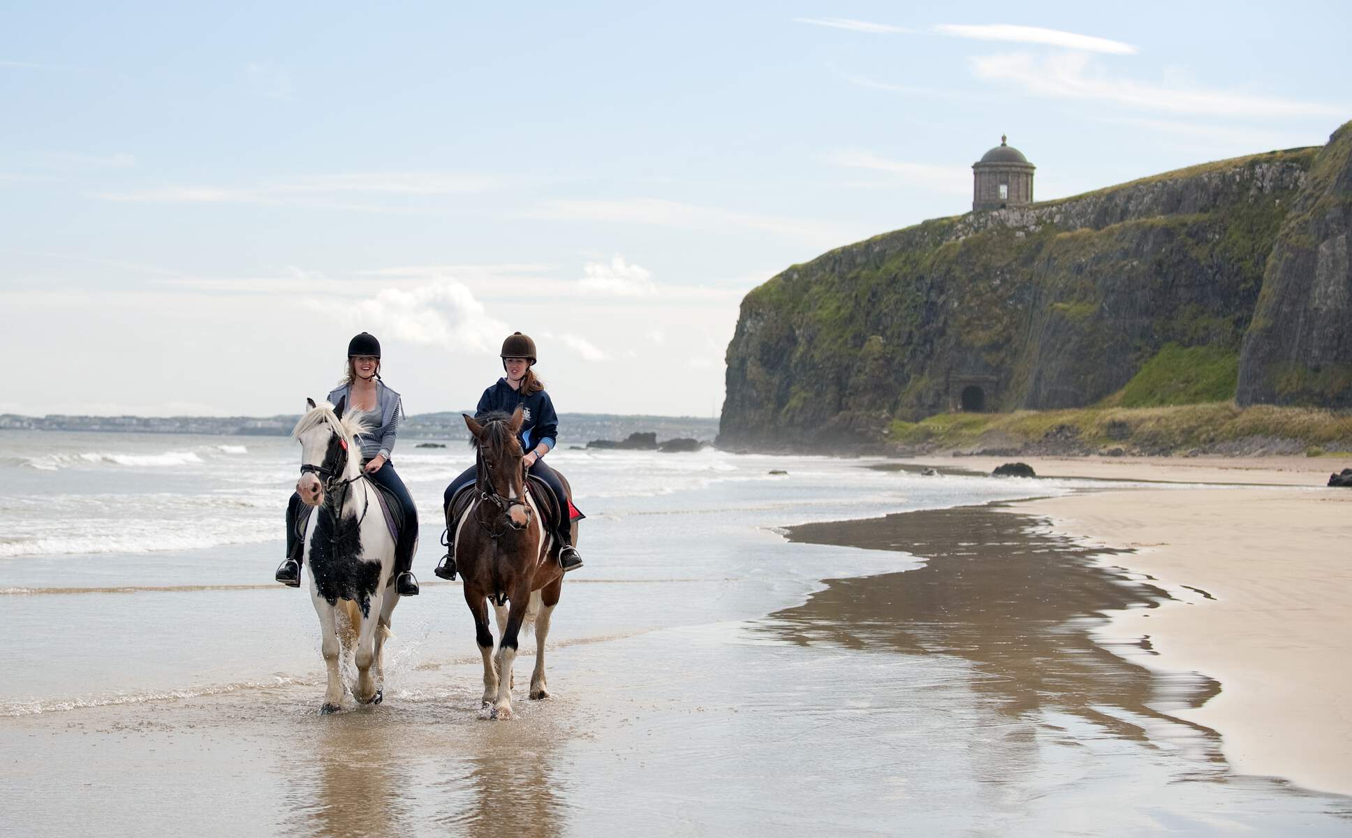 Girls on horses Downhill mussenden, Co Londonderry