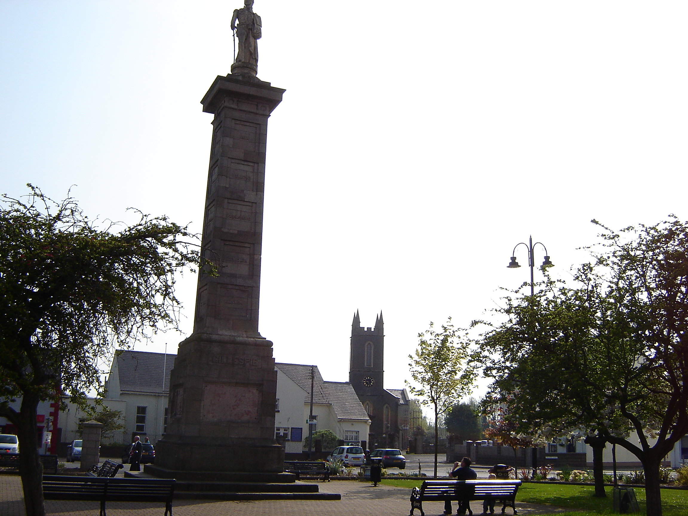 The Square. The Gillespie Memorial and St. Mary's Parish Church can also be seen.